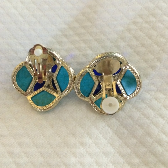 Kendra Scott Turquoise & Cobalt Earrings, Clip-ons - Picture 2 of 3