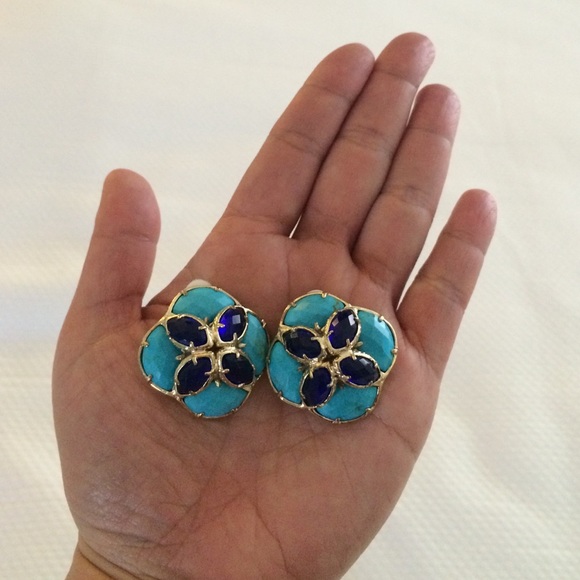 Kendra Scott Turquoise & Cobalt Earrings, Clip-ons - Picture 3 of 3