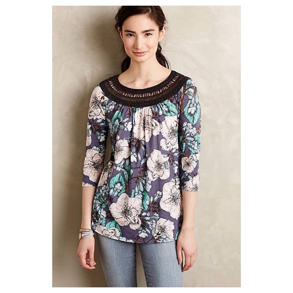 🚫SOLD🚫Anthropologie Earthly Delights Peasant Top