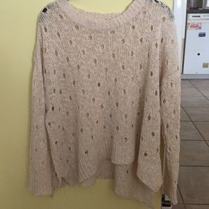 Tan sweater with hole pattern