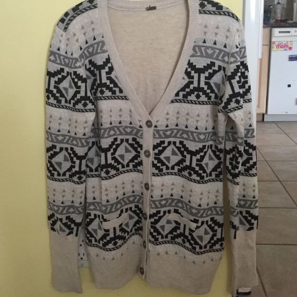 Tan Aztec print cardigan