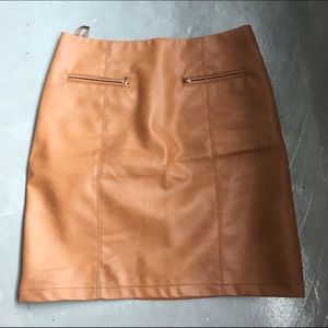 Brown Leather Skirt Ann Taylor