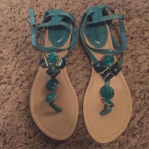Teal jewelweed sandals