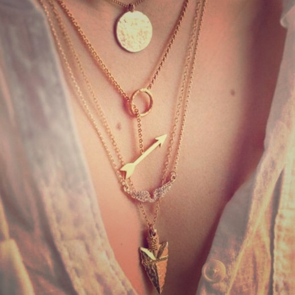 Multilayer crystal chain, pendant necklace