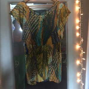 Free People Yellow Flutter Sleeve Dress