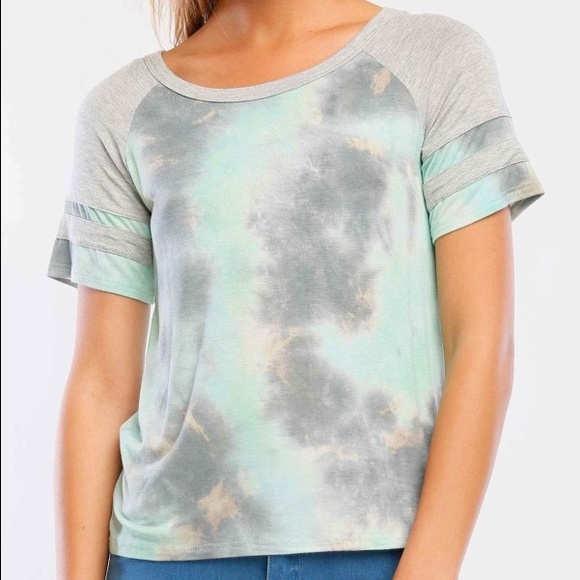 Mint & Gray Varsity Short Sleeve T-Shirt - Picture 4 of 4