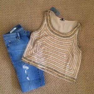 Beautiful gold beaded tank top