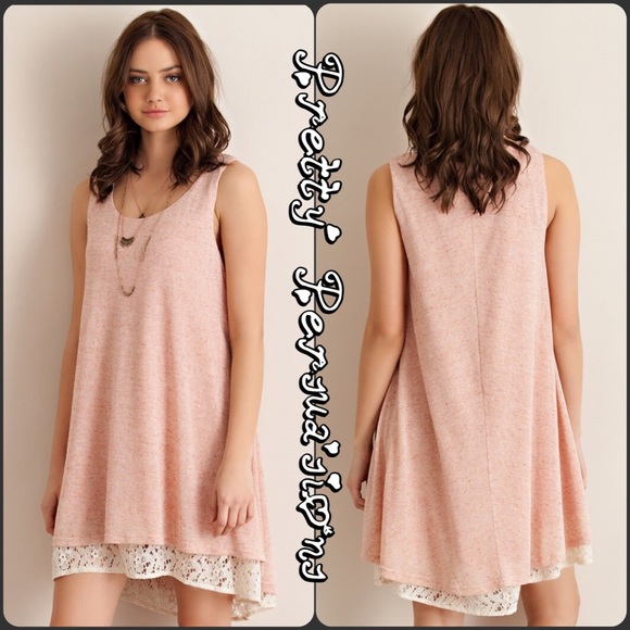 SOLD OUT ‼️Blush Lace Trim Boho Tent Dress Tunic - Picture 3 of 4