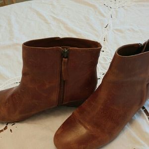 Leather wedge booties