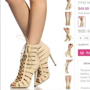 Nude Lace up bootie