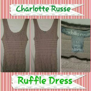 Taupe Rolling  Ruffle Dress