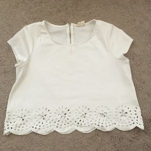 Urban outfitters white lasercut scallop crop top