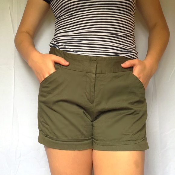 High waisted army green shorts