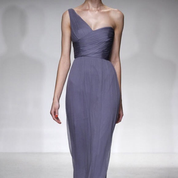 Pink Amsale Chiffon One Shoulder Bridesmaid Dress