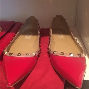 Valentino rock stud patent leather flats