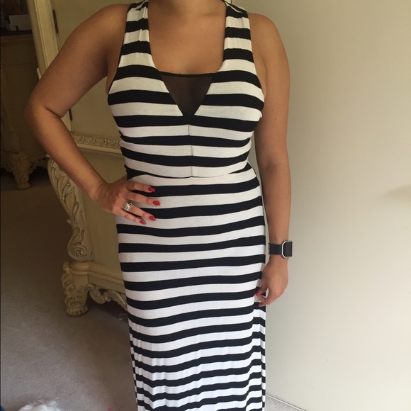 🌼Stripped Black and White Jersey Maxi
