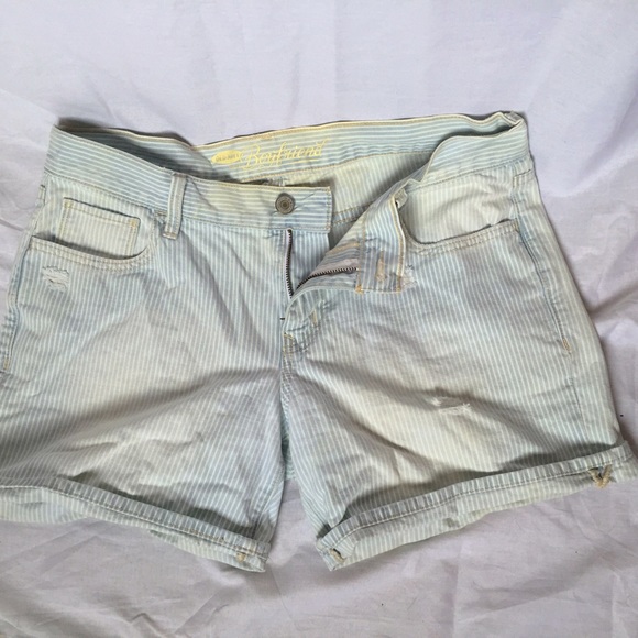 Pin striped jean shorts