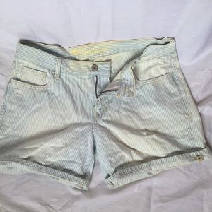 Pin striped jean shorts