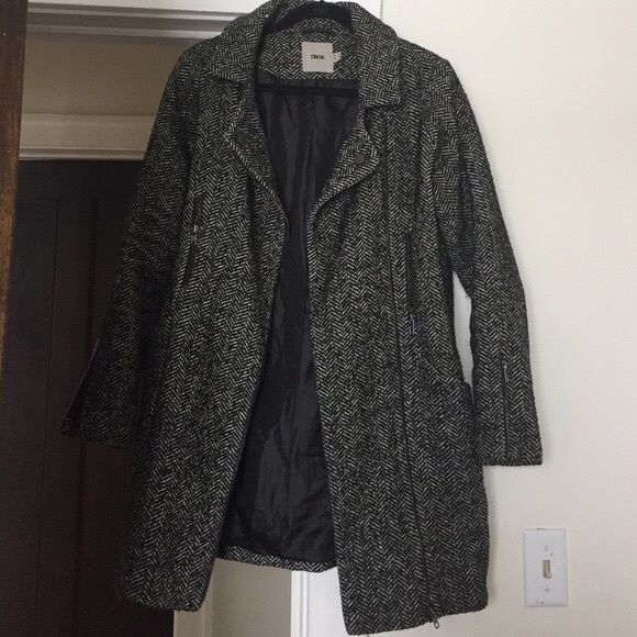 Asos Herringbone Biker Cocoon Coat