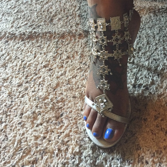 Silver jeweled heels