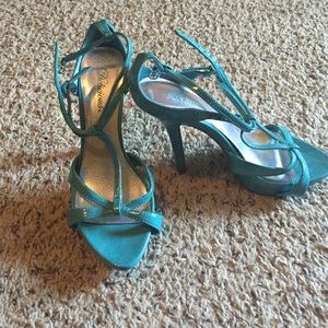 Teal heel sandals