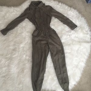 Army green bebe jumpsuit