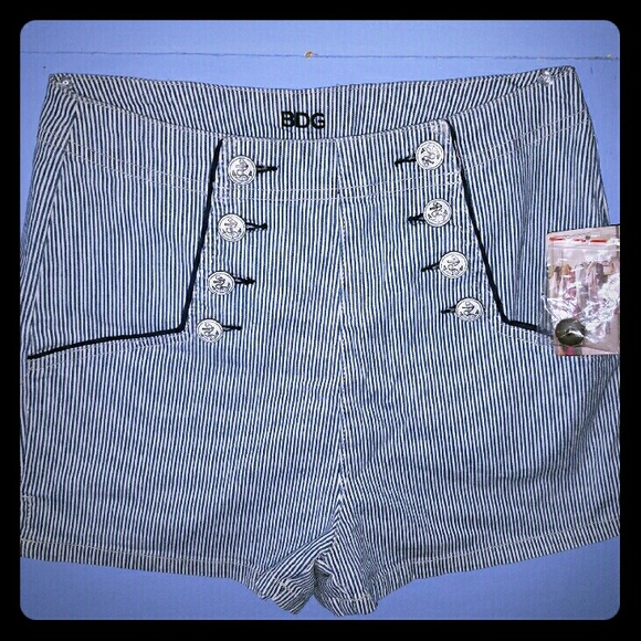 Sailor Style Striped High-waisted Shorts