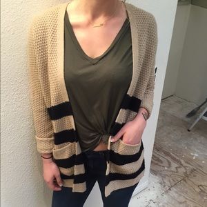 Black and Tan striped knitted cardigan