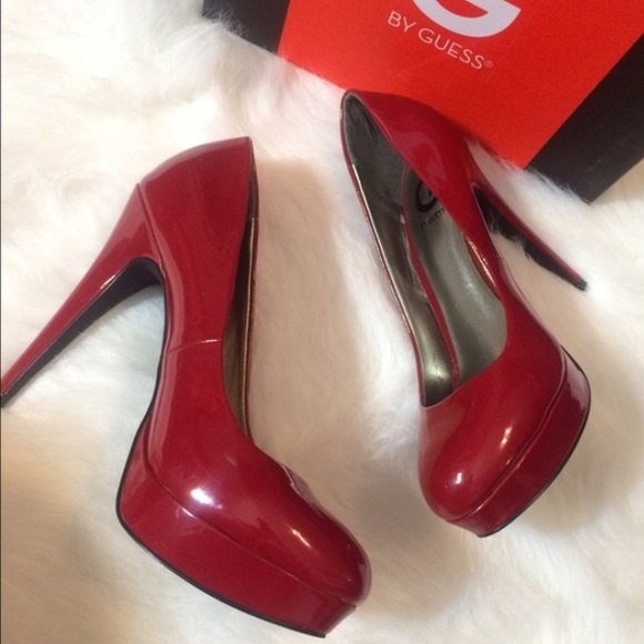 Guess red patent heels