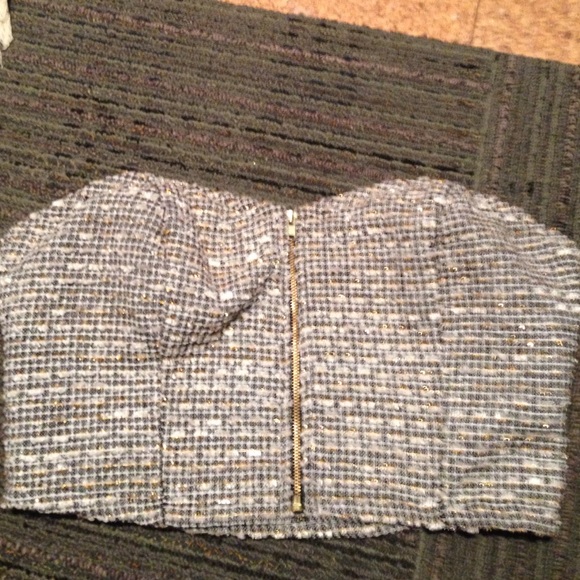 Tweed strapless crop top