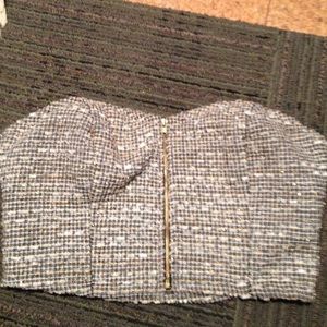 Tweed strapless crop top