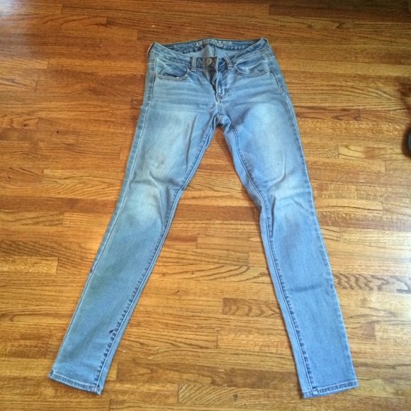 Light wash jeans.