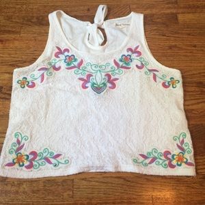 Lacy embellished crop top