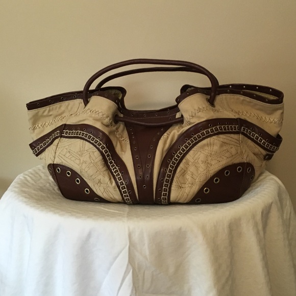 Cole Haan leather and linen bag
