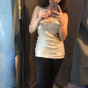 Gold sequin tank top