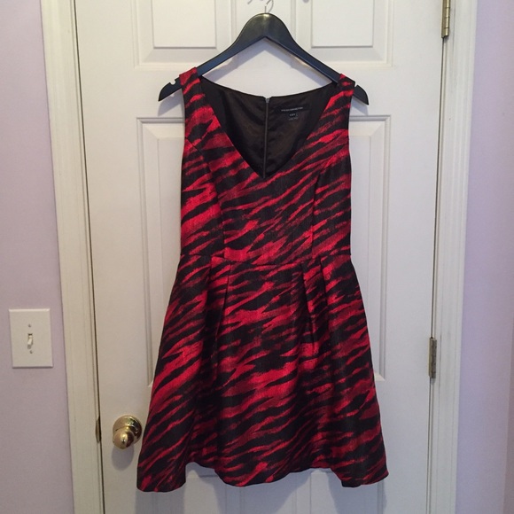 French Connection red and black zebra print dress