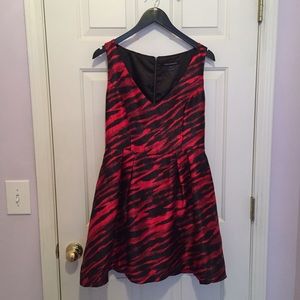 French Connection red and black zebra print dress