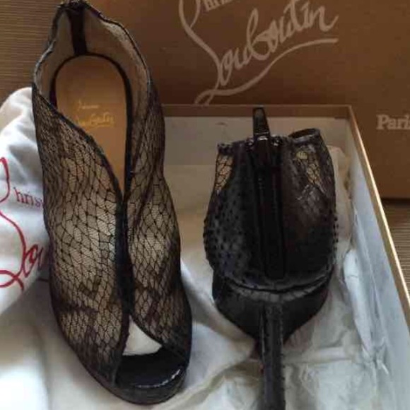 Christian Louboutin black Python wedge