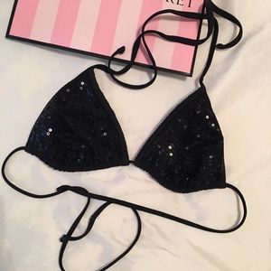 Sequin triangle bikini top