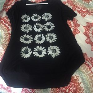 Black soft flower shirt