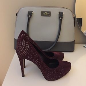 Studded burgundy pumps