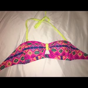 Neon bikini top with removable halter strap