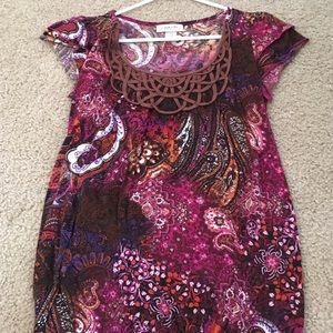 Purple and brown short sleeved shirt