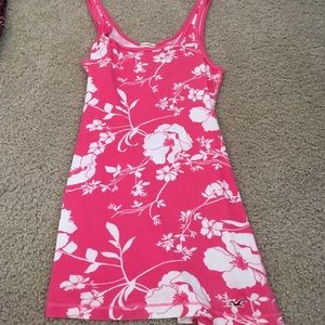 Pink and white floral hollister tank