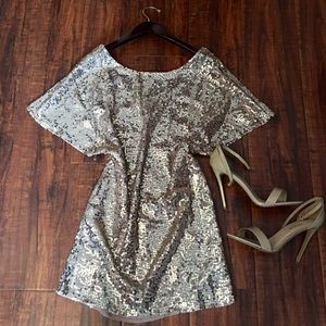 Bronze sequin shift dress