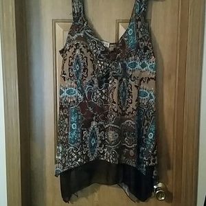 Brown and blue sparkly dress shirt