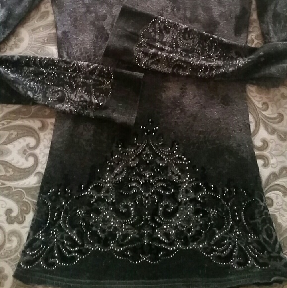 Miss Me embellished rhinestone long sleeve top