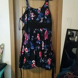 Blue pink and black floral dress