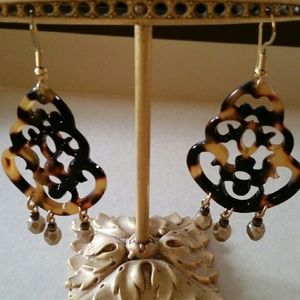 Leopard Print Earrings With Bottom Beading