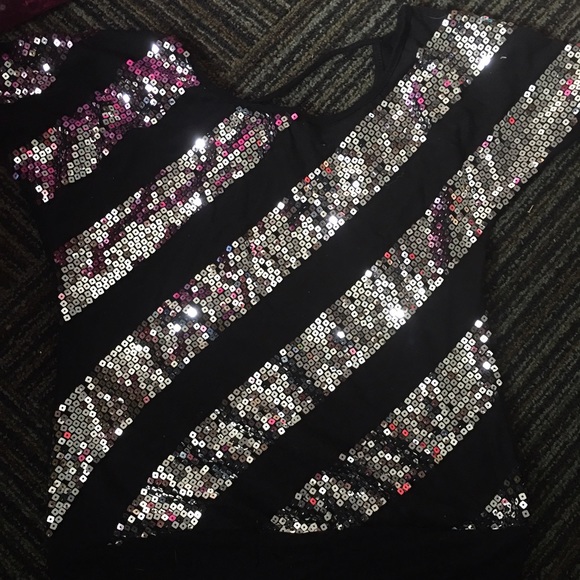 Black and silver sequin top